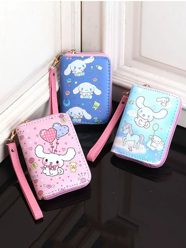Sanrio Cinnamoroll Kids Coin Purse with Card Slots – Cute Cartoon Wristlet Wallet with Zipper Pocket & Handle, Portable Mini Wallet for Girls, Children & Cinnamoroll Fans